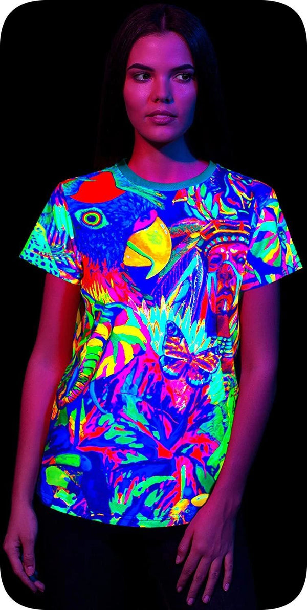 Neon Orange Oversized T Shirt in UV Fluorescent Leopard Africa tsw15