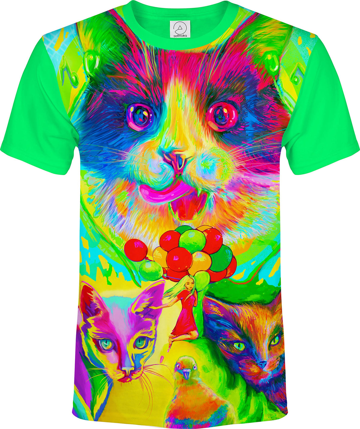 Blacklight Psychedelic T Shirt Glow Cats Cats Cats