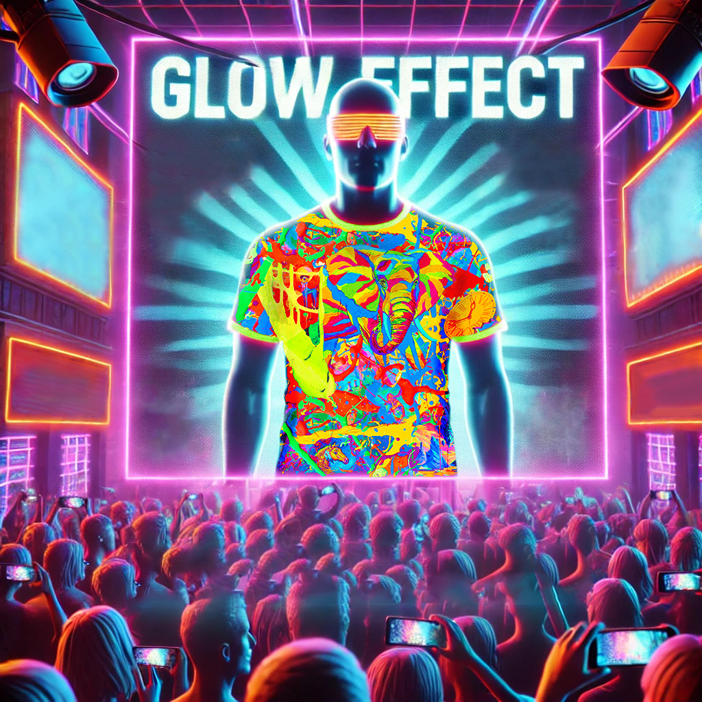 Neon Green Shirt Glow in UV Fluorescent Face Dragon