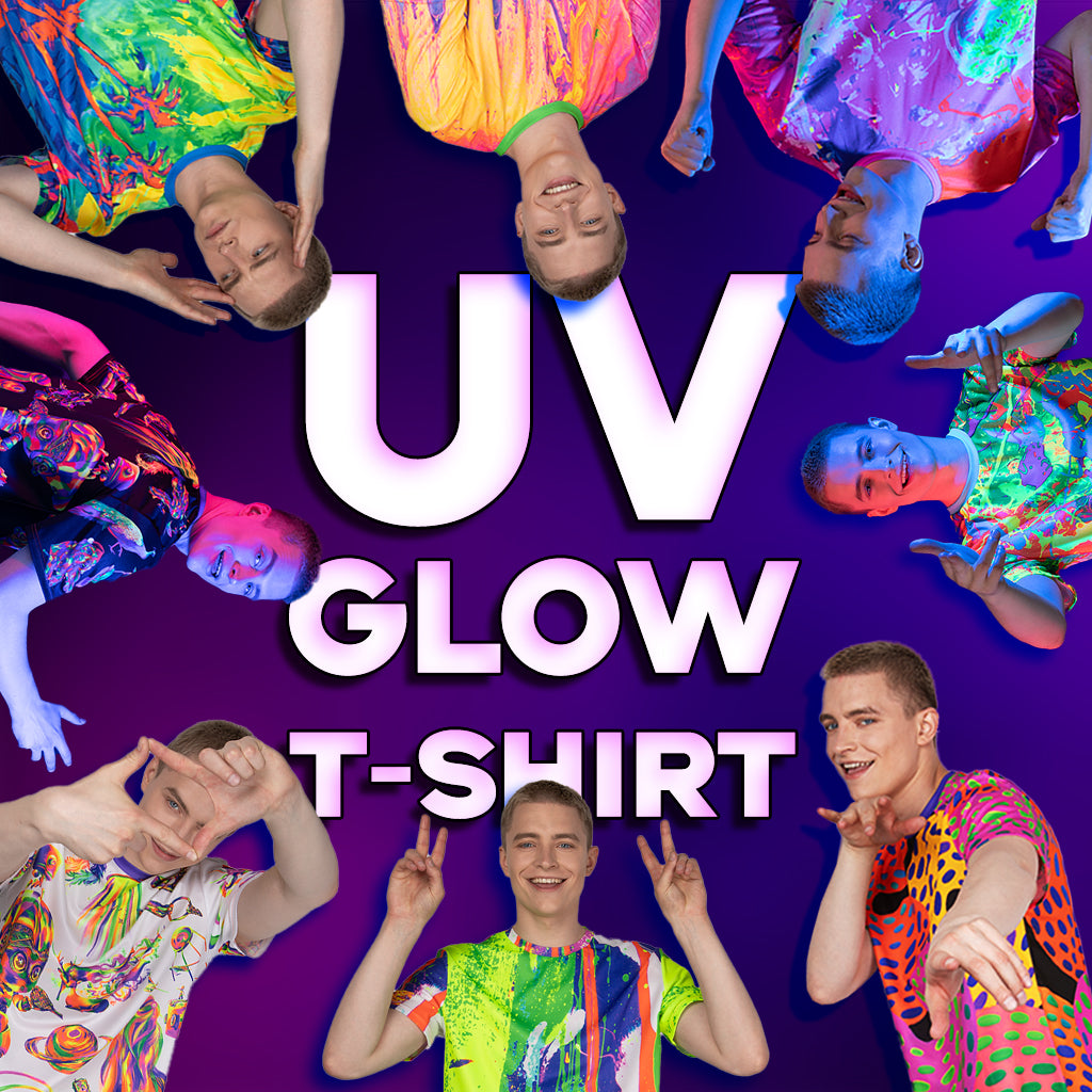 Neon Green Shirt Glow in UV Fluorescent Face Dragon