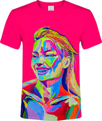 Neon Pink T-Shirt Blacklight Reactive Party Rave Pink Girl