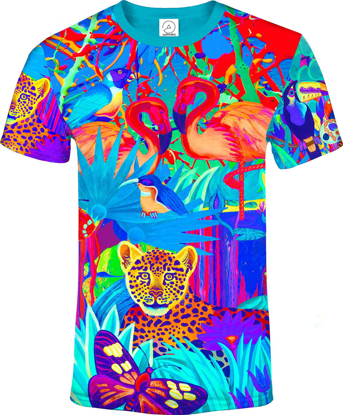 Print Tshirt Design Glow in UV Fluorescent Lion Jungle