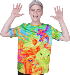 Neon Blacklight Reactive Tshirt Glow in UV Fluorescent Birds