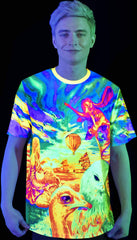 Neon Blacklight Reactive Tshirt Glow in UV Fluorescent Birds