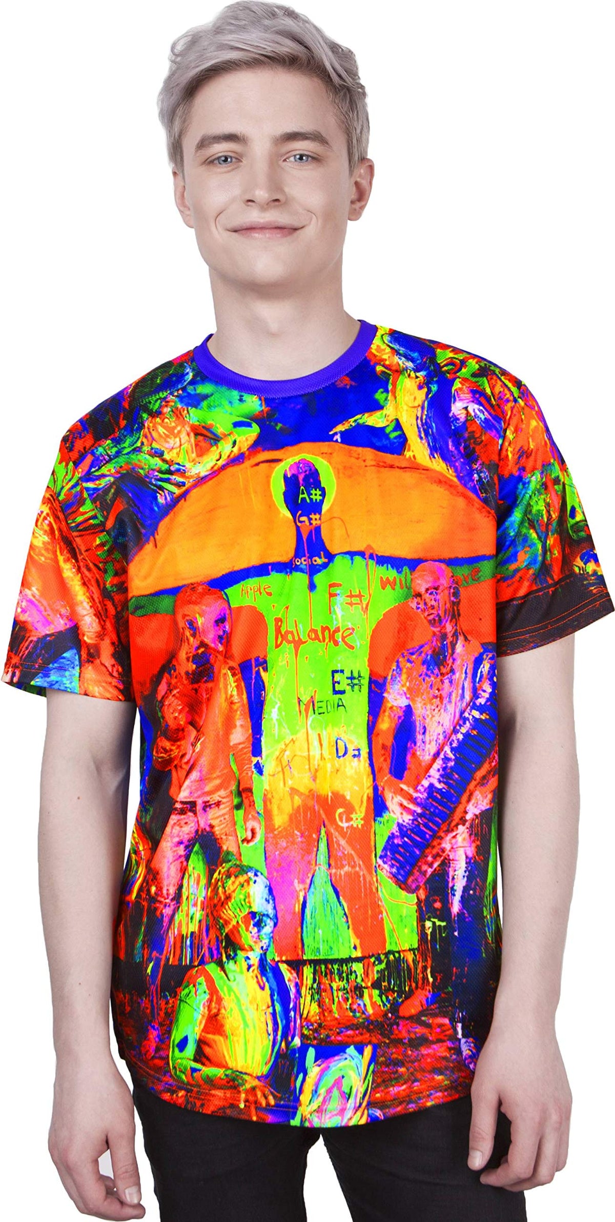 Blacklight Tshirts Glow in UV Fluorescent Crazy House