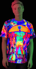 Blacklight Tshirts Glow in UV Fluorescent Crazy House
