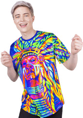 Blacklight Tee Shirt Nation Chief Glow in UV Fluorescent
