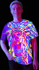 Blacklight Tee Shirt Nation Chief Glow in UV Fluorescent