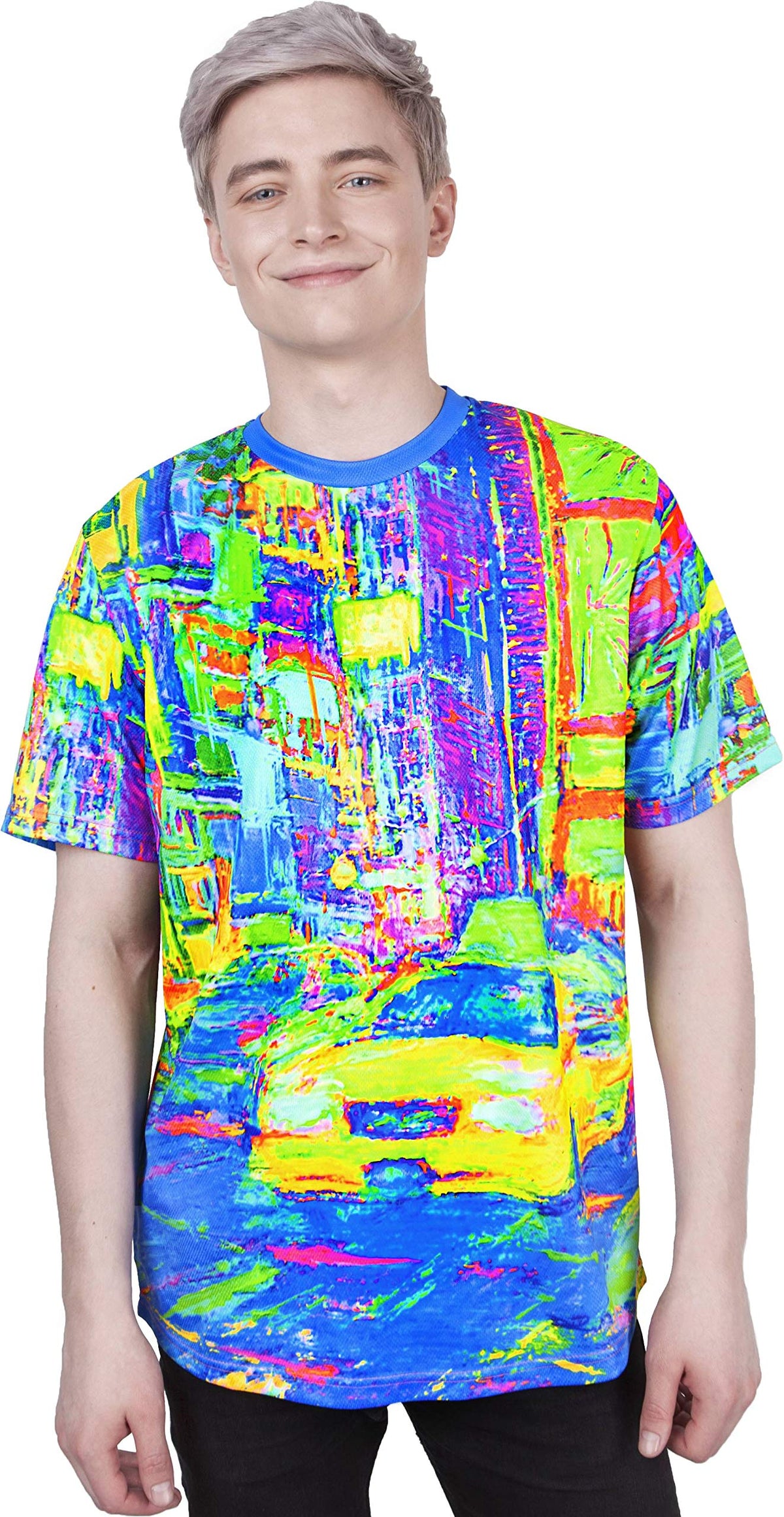 Blacklight Rave Tshirt Yellow Cab Glow in UV Fluorescent