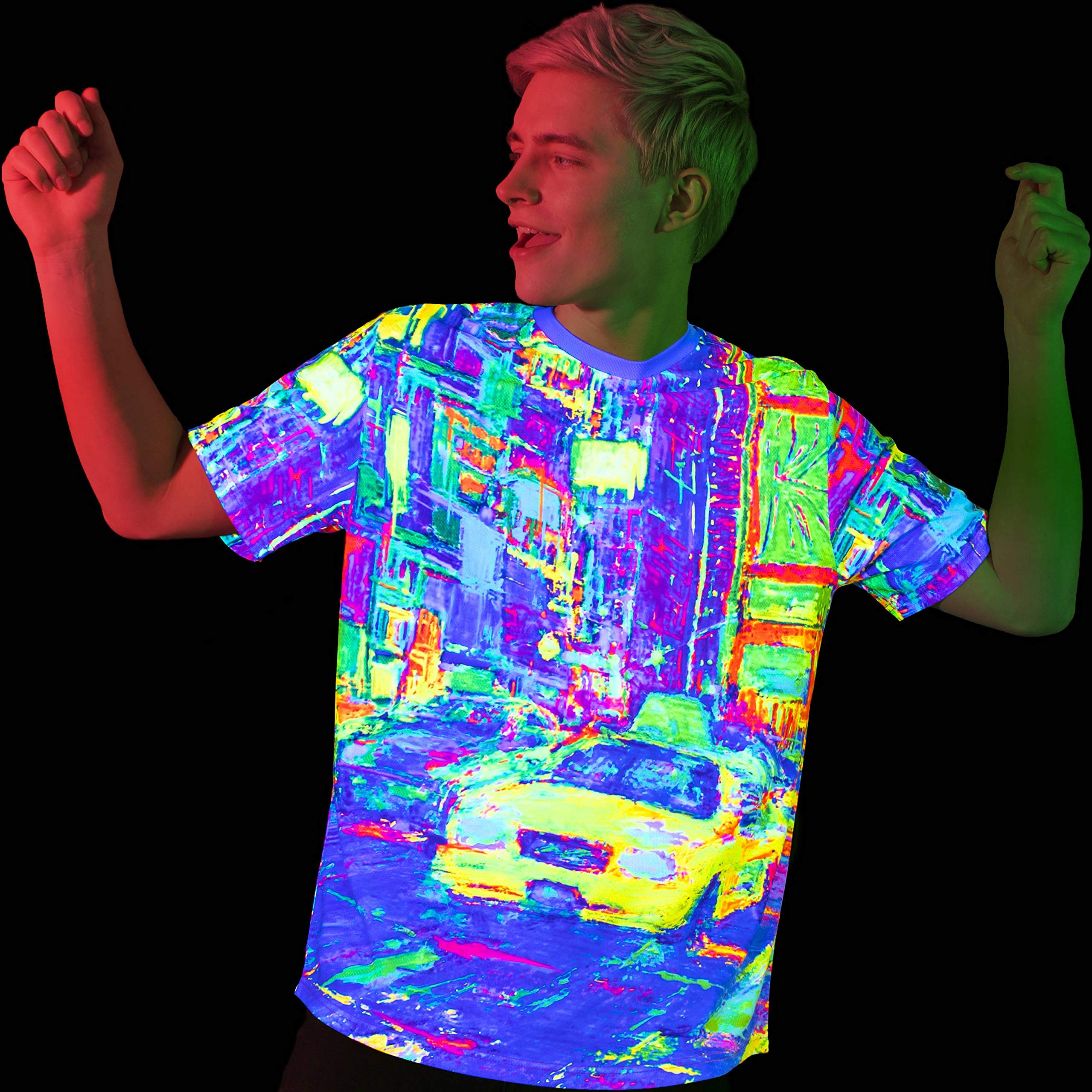 Blacklight Rave Tshirt Yellow Cab Glow in UV Fluorescent