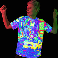 Blacklight Rave Tshirt Yellow Cab Glow in UV Fluorescent