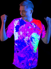 Neon Purple T-Shirt Glow in UV Fluorescent Purple Porrige
