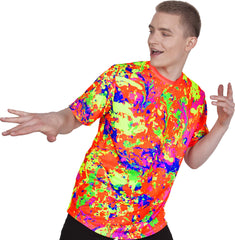 Neon Party Tee Shirt Glow in UV Fluorescent Liquid Art