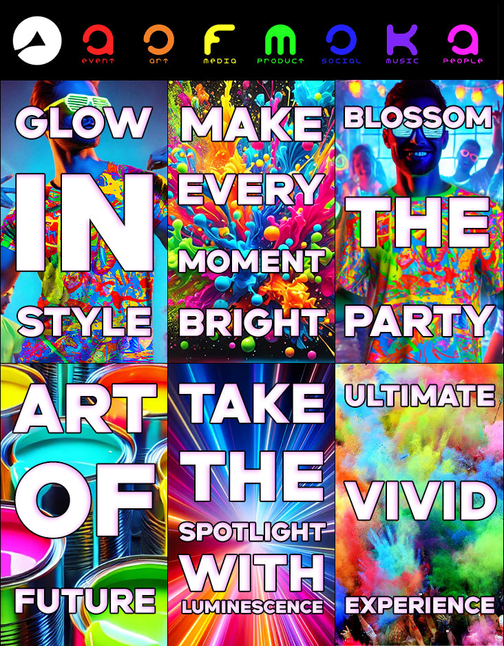 Neon Party Tee Shirt Glow in UV Fluorescent Liquid Art