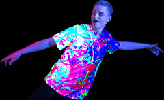 Neon Printed T-Shirt Glow in UV Fluorescent Your Rainbow