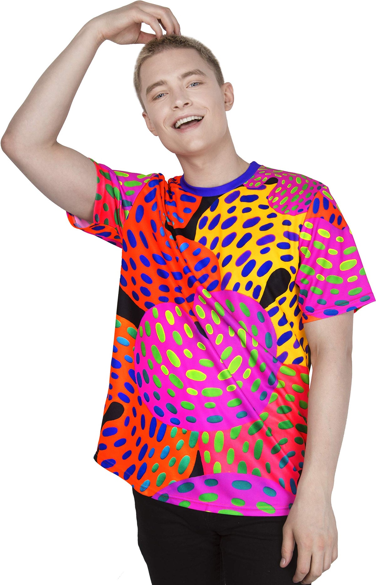 Fluorescent Print T-Shirt Glow in UV Fluorescent Grand Donut