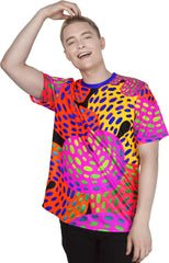 Fluorescent Print T-Shirt Glow in UV Fluorescent Grand Donut