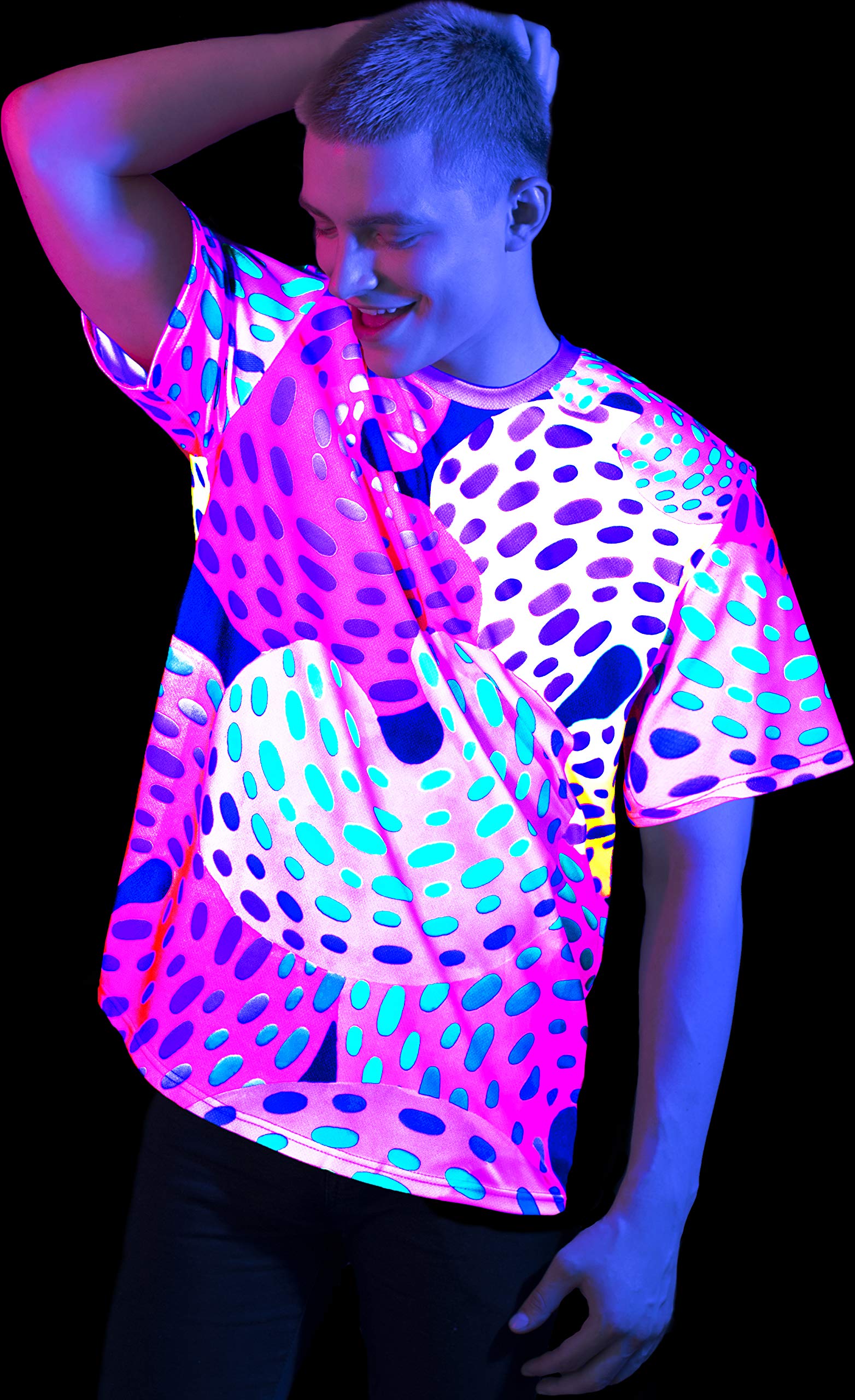 Fluorescent Print T-Shirt Glow in UV Fluorescent Grand Donut