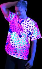 Fluorescent Print T-Shirt Glow in UV Fluorescent Grand Donut