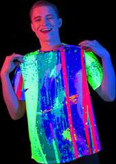 Neon Colors T-Shirt Glow in UV Fluorescent White Spot