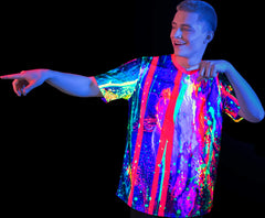 Neon Colors T-Shirt Glow in UV Fluorescent White Spot