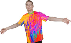 Neon T-Shirt Men Glow Blacklight UV Reactive Art Multicolor