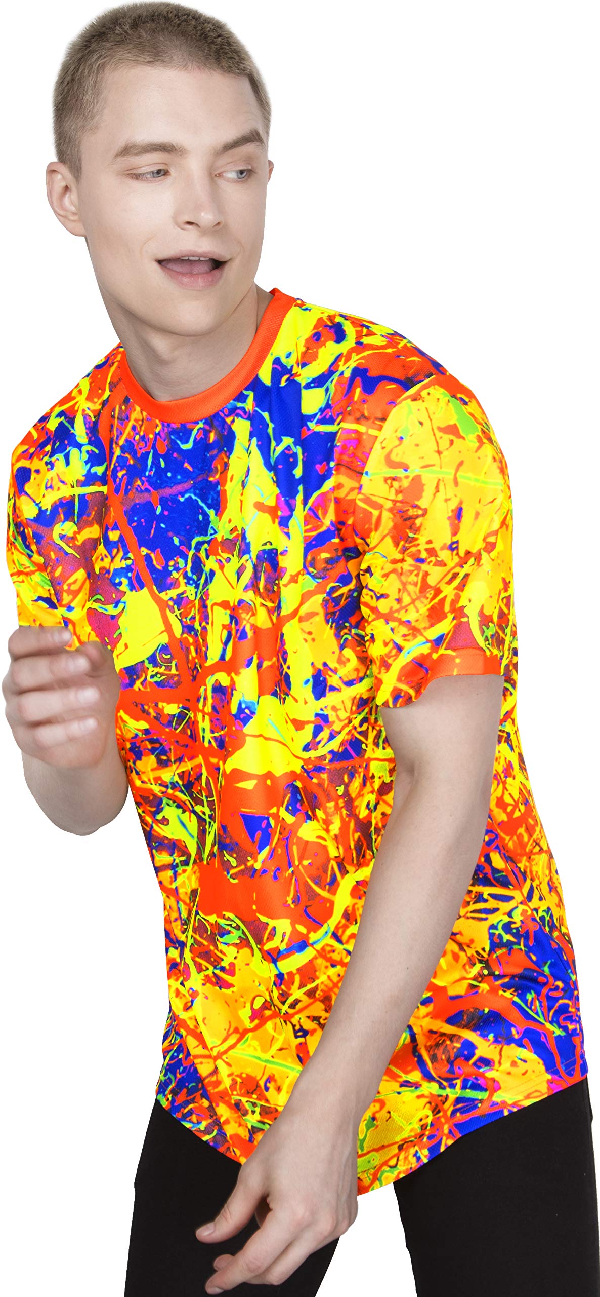 Neon Orange T-Shirt Glow in UV Fluorescent Ginger Bees