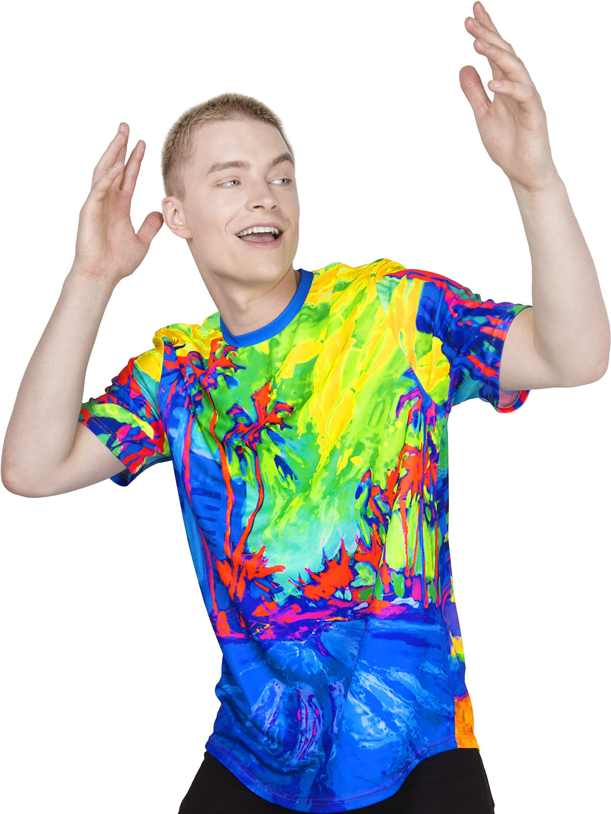 T-Shirt With Palms Glow in UV Fluorescent Palm Vibes
