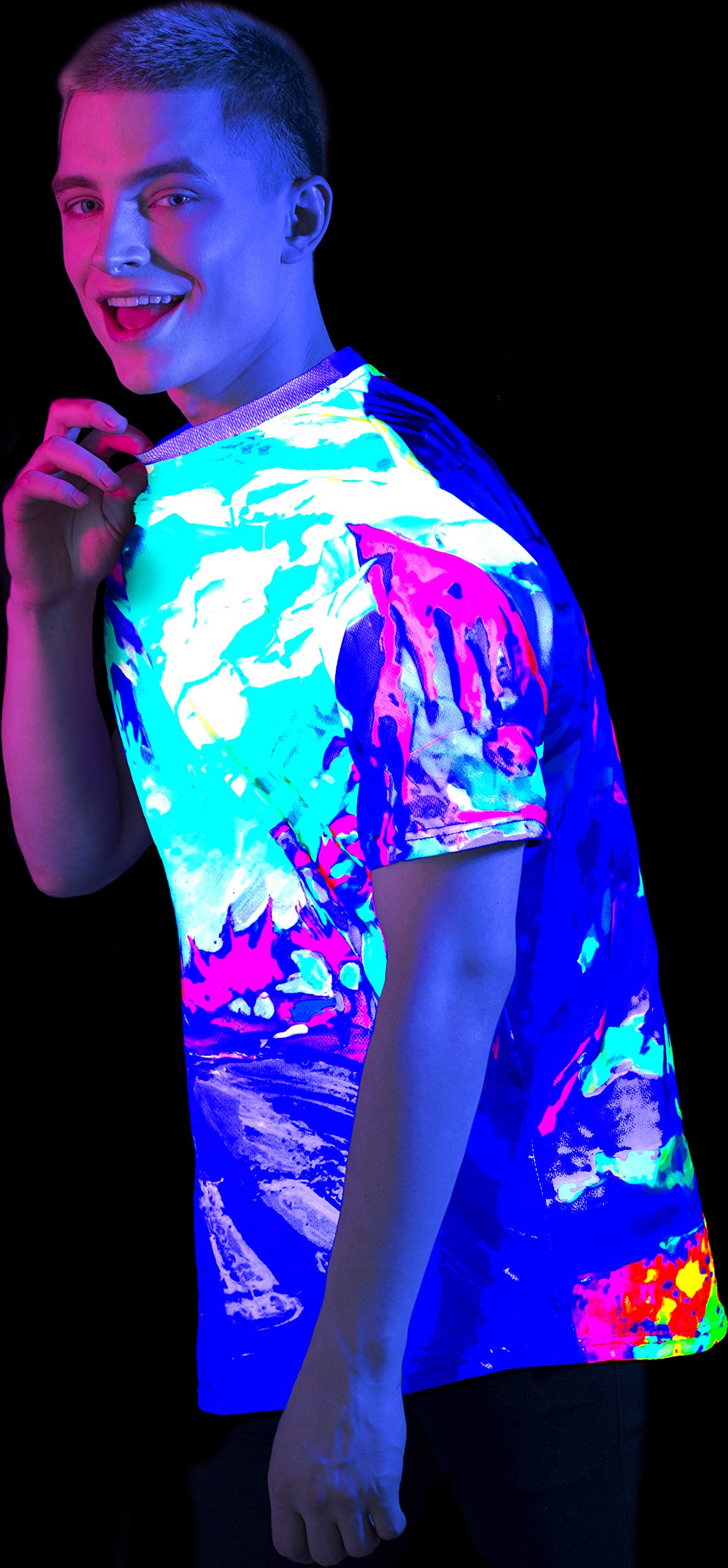T-Shirt With Palms Glow in UV Fluorescent Palm Vibes