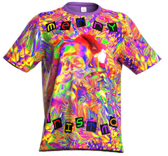 Neon T-Shirt Men Glow Blacklight UV Reactive Art Multicolor