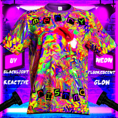 Neon T-Shirt Men Glow Blacklight UV Reactive Art Multicolor