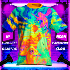 Neon Blacklight Reactive Tshirt Glow in UV Fluorescent Birds