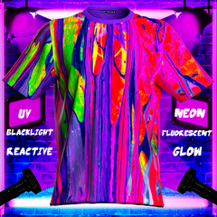 Pink Tee Shirt With Neon Shirt Glow in UV Acid Cream
