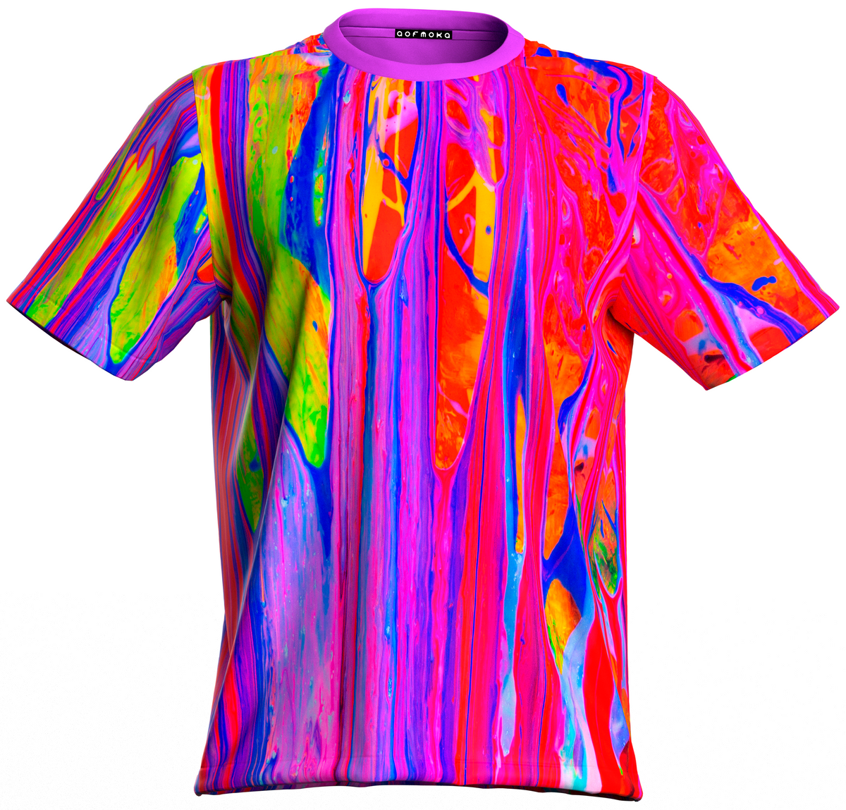 Pink Tee Shirt With Neon Shirt Glow in UV Acid Cream