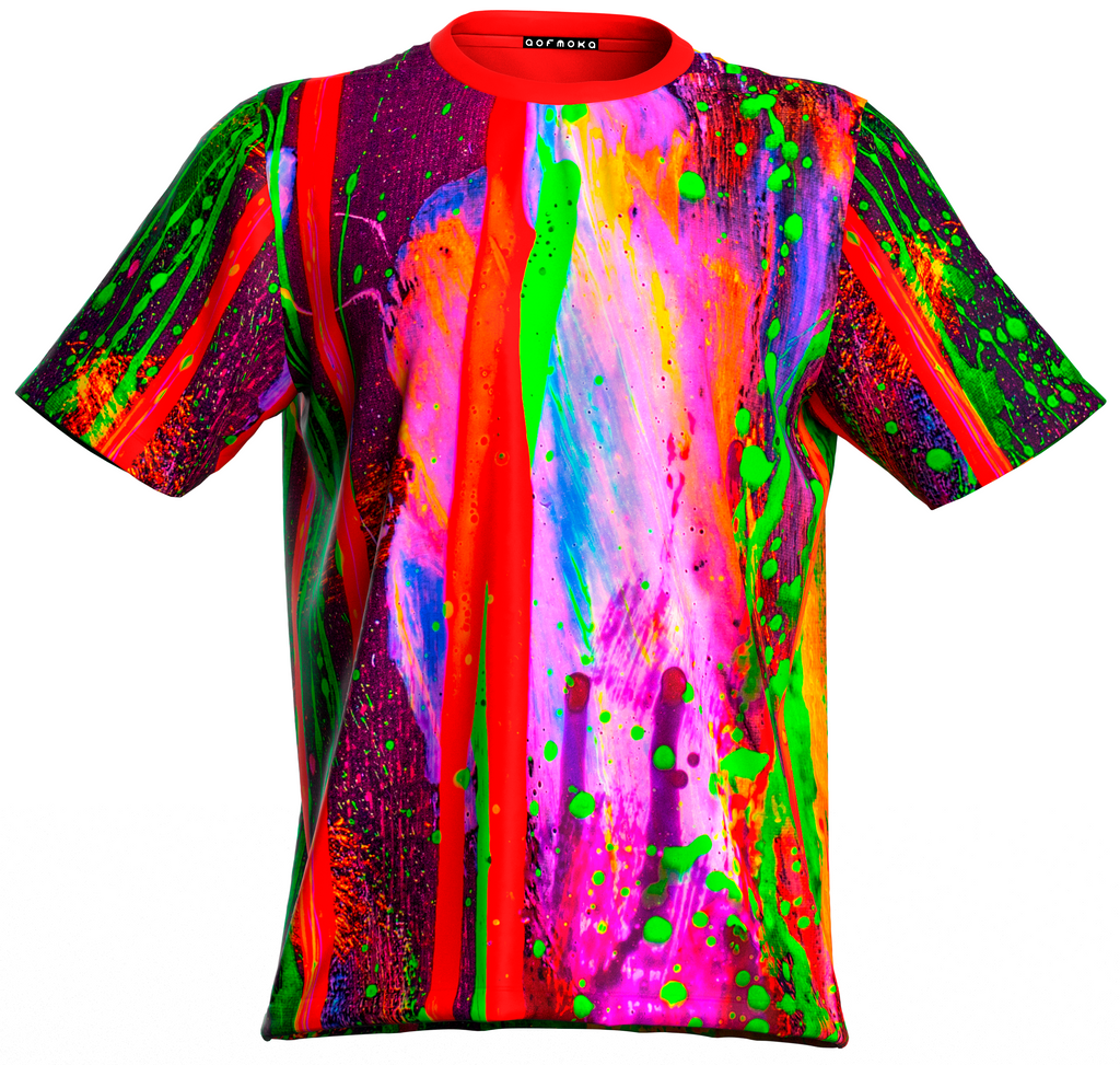Neon Lighting Party T-Shirt Glow in UV Fingerprint