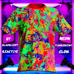 Neon Party Tee Shirt Glow in UV Fluorescent Liquid Art