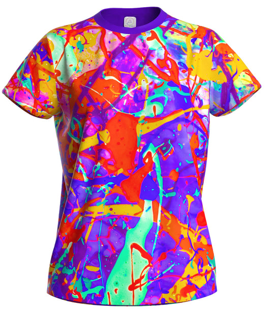 Neon Adult Art Design Colorful Glowing Women's Clothing for Dance Music Concert Party T-Shirt