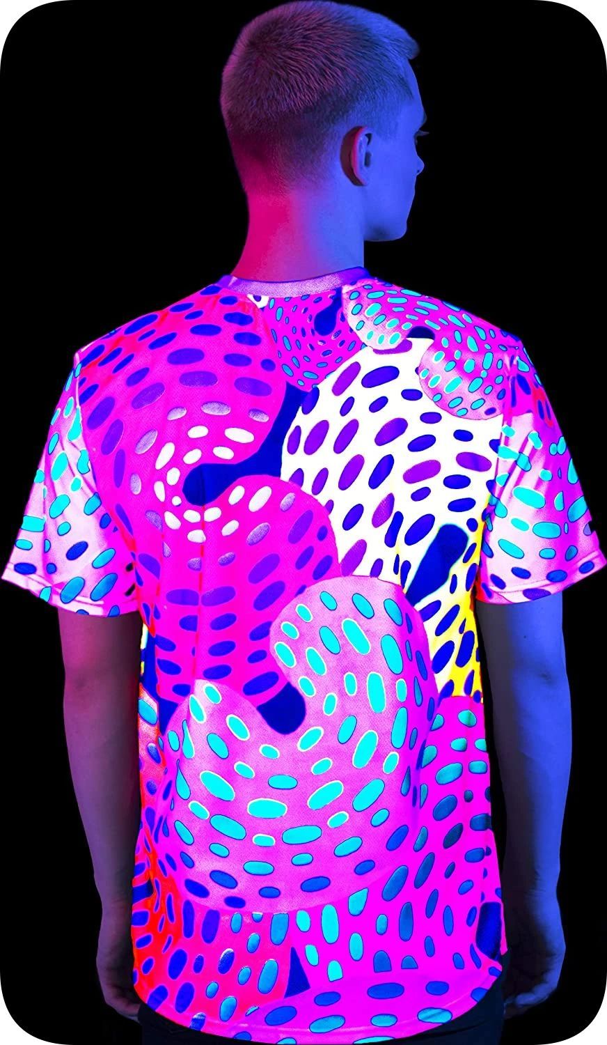 Black Light T-Shirt for Men Glow in UV Fluorescent Grand Donut ts30