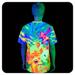 Black Light T-Shirt for Women Glow in UV Fluorescent Birds ts20