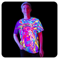 Blacklight Dance Shirts Nation Chief Glow in UV Fluorescent ts24