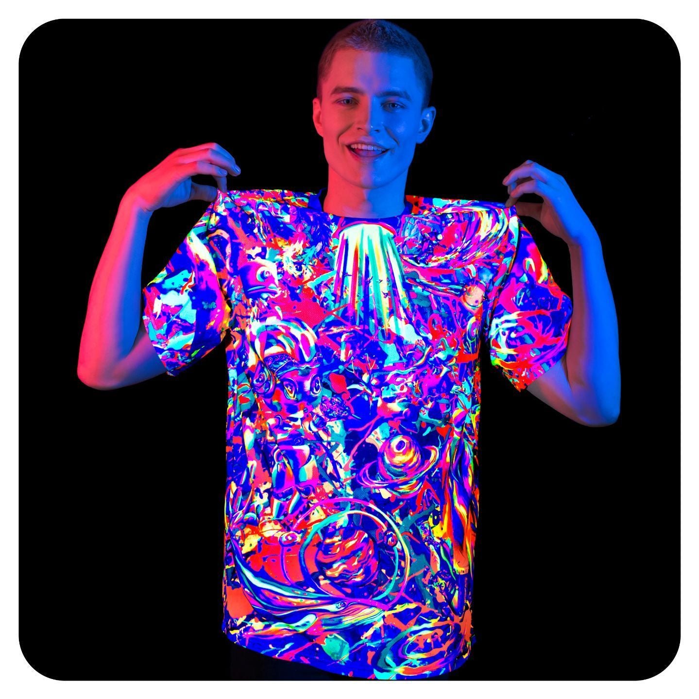 Blacklight Party Tee Shirt Glow in UV Fluorescent Cosmic Color ts29