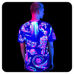 Blacklight Psychedelic Shirt Men Glow in Ultraviolet Fluorescent Cosmic Black ts41