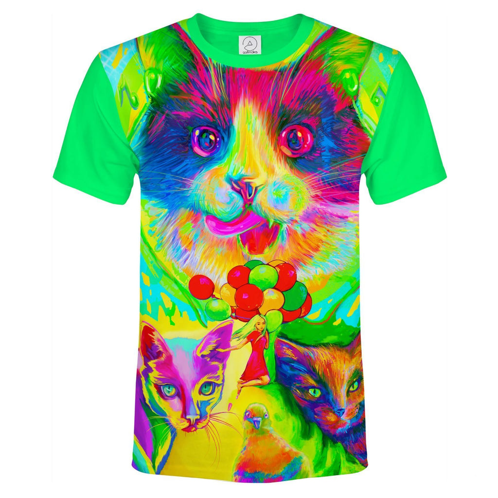 Blacklight Psychedelic T Shirt Glow Cats Cats Cats ts7