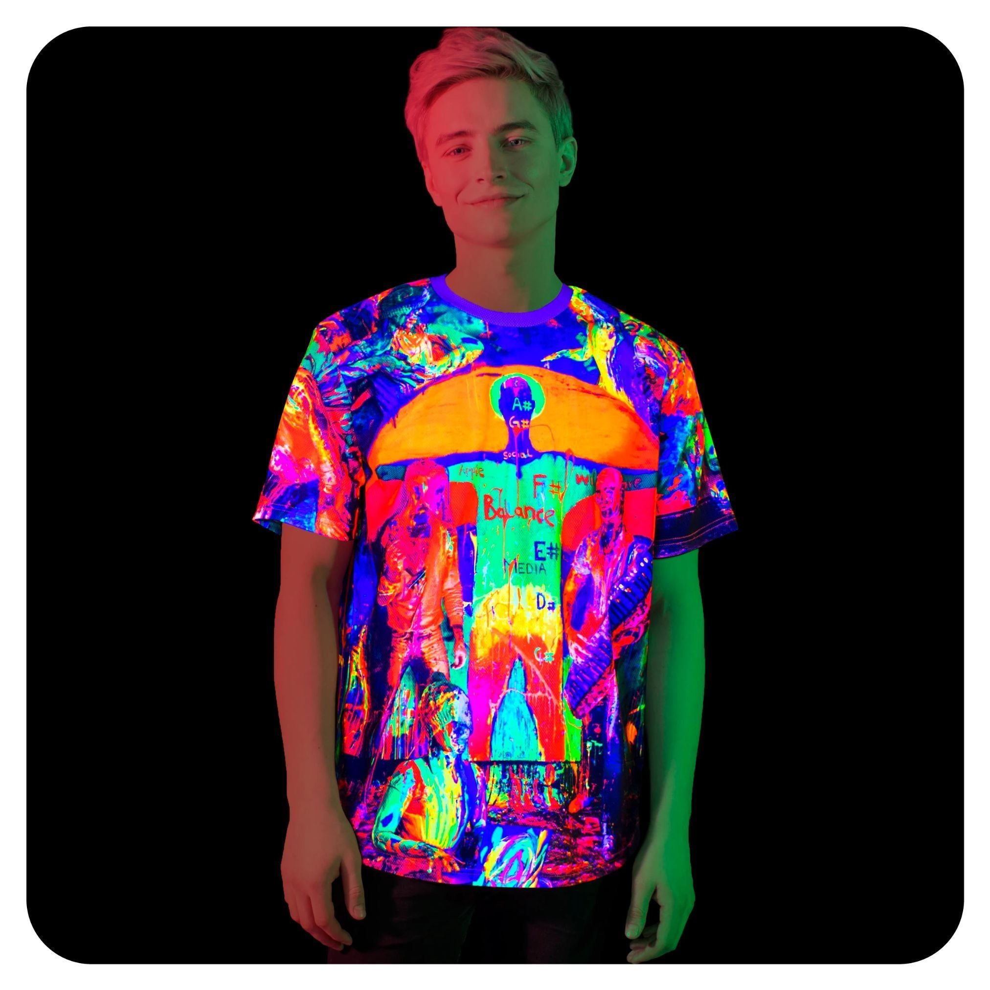 Blacklight Rave Shirt for Men Glow in UV Fluorescent Crazy House ts19