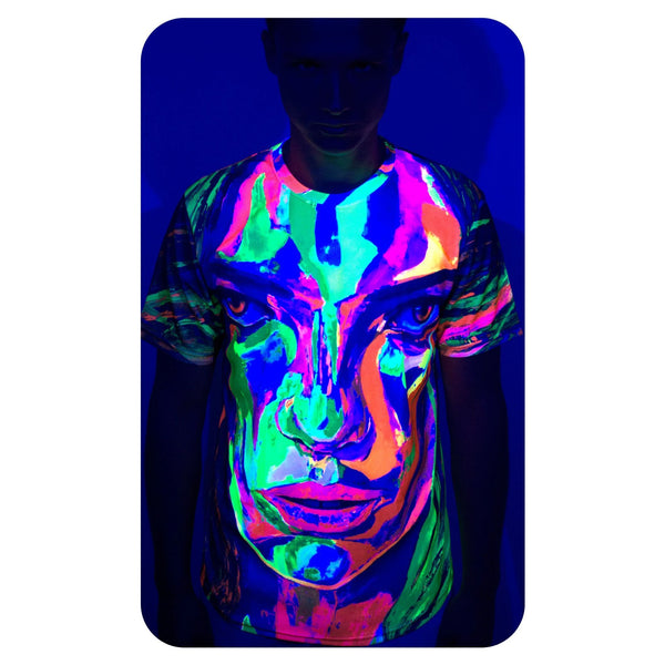 Graphic Print T-Shirts Glow in UV Fluorescent Face Dragon ts8