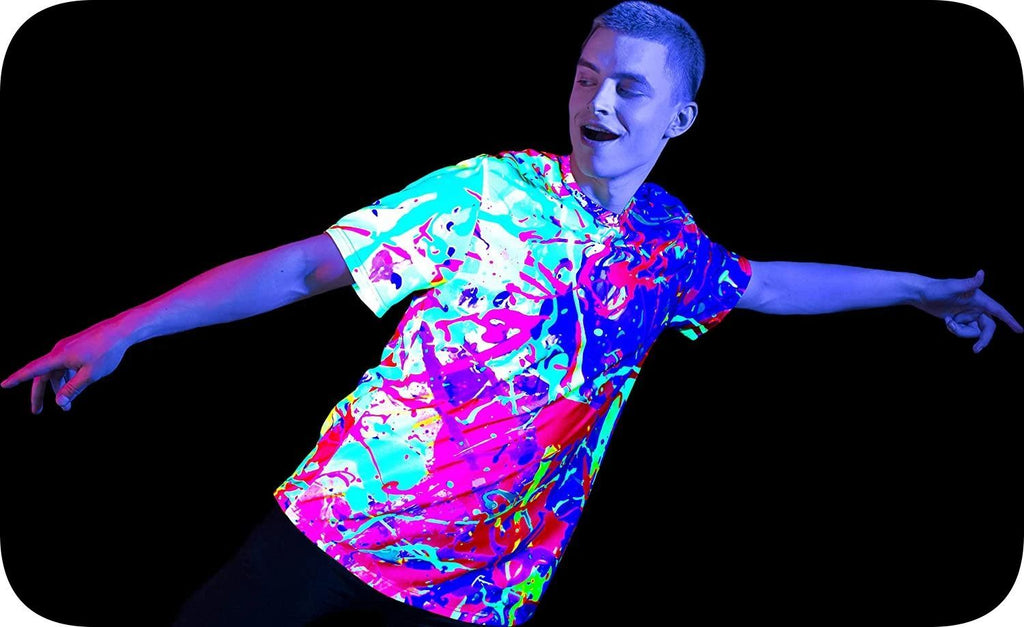 Reflective Mercury Rainbow Fluorescent Glow In Dark Print T-shirt