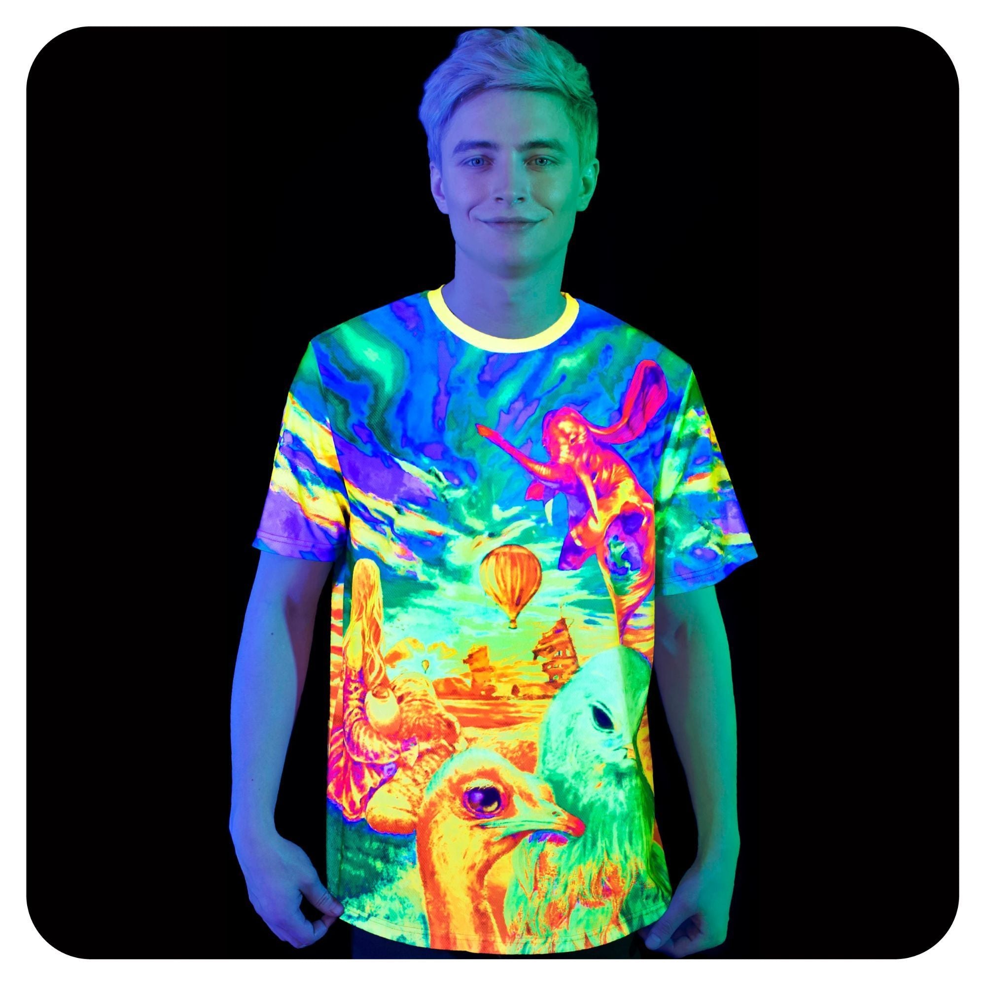 Neon Glow Shirts Glow in UV Fluorescent Birds ts20