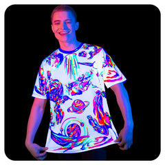 Neon Glow T-Shirt for Women Glow in UV Fluorescent Cosmic White ts39