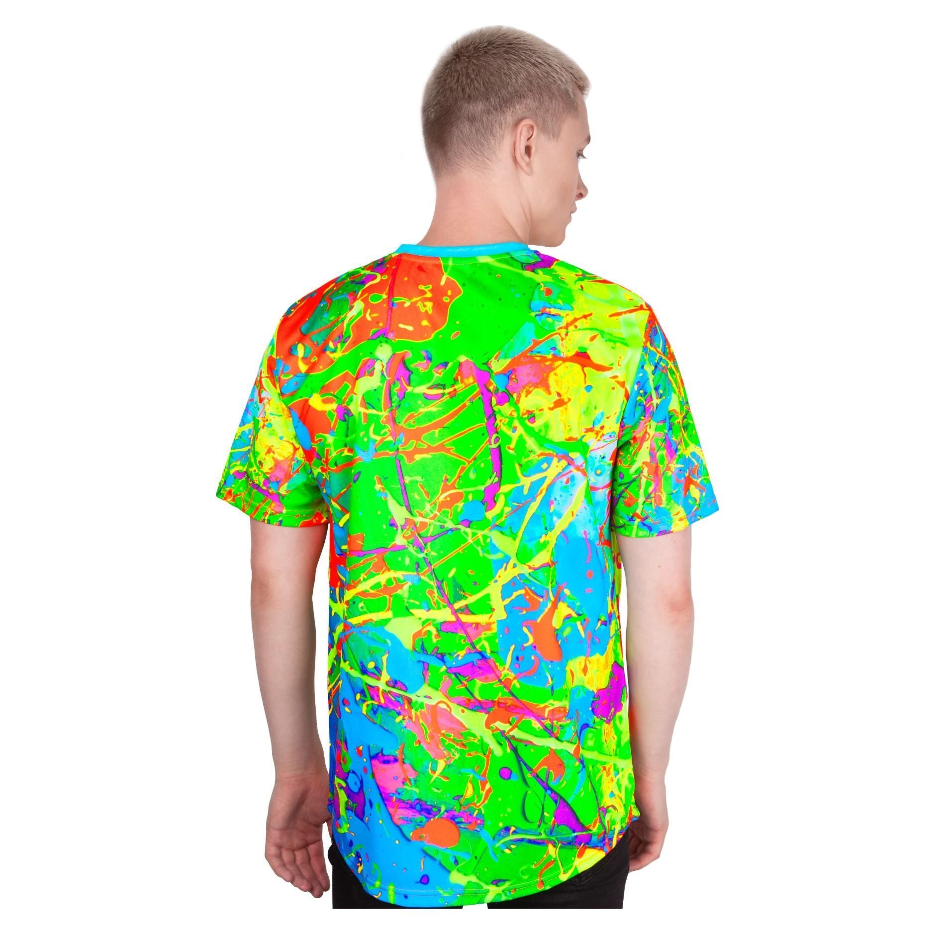 Neon Graphic T-Shirts Glow in UV Fluorescent Blue Lagoon ts32