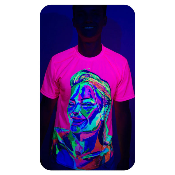 Neon Green Graphic Tee Blacklight Reactive Party Rave Pink Girl ts12
